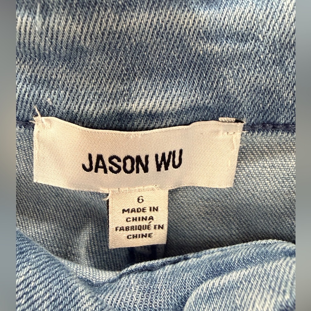 Jason Wu Wide Leg Patch Pocket Jeans  Medium Wash Boho  Size 6 NWT - Picture 6 of 7